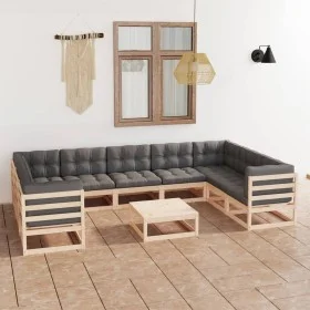 10-piece garden furniture set with solid pine wood cushions by vidaXL, Garden sets - Ref: Foro24-3078144, Price: 877,55 €, Di...