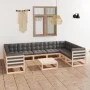 10-teiliges Gartenmöbel-Set und Kissen aus massivem Zirbenholz von vidaXL, Gartensets - Ref: Foro24-3078144, Preis: 878,02 €,...