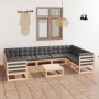 10-teiliges Gartenmöbel-Set und Kissen aus massivem Zirbenholz von vidaXL, Gartensets - Ref: Foro24-3078144, Preis: 891,10 €,...