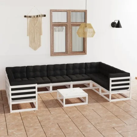 Gartenmöbel 10 Stück mit Kissen aus weißem Kiefernholz von vidaXL, Gartensets - Ref: Foro24-3078145, Preis: 912,28 €, Rabatt: %
