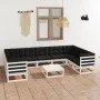 Gartenmöbel 10 Stück mit Kissen aus weißem Kiefernholz von vidaXL, Gartensets - Ref: Foro24-3078145, Preis: 912,28 €, Rabatt: %