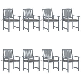 Garden chairs with cushions 8 pcs solid acacia wood in gray by vidaXL, Garden chairs - Ref: Foro24-3078223, Price: 561,15 €, ...