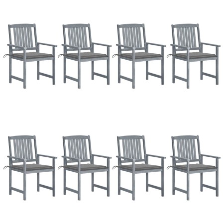 Garden chairs with cushions 8 pcs solid acacia wood in gray by vidaXL, Garden chairs - Ref: Foro24-3078223, Price: 552,38 €, ...
