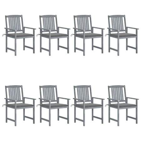 Garden chairs with cushions 8 pcs solid acacia wood in gray by vidaXL, Garden chairs - Ref: Foro24-3078223, Price: 556,49 €, ...