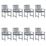 Garden chairs with cushions 8 pcs solid acacia wood in gray by vidaXL, Garden chairs - Ref: Foro24-3078223, Price: 552,38 €, ...