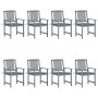 Garden chairs with cushions 8 pcs solid acacia wood in gray by vidaXL, Garden chairs - Ref: Foro24-3078223, Price: 556,49 €, ...