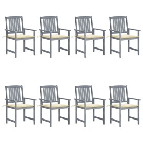 Garden chairs with cushions 8 pcs solid gray acacia wood by vidaXL, Garden chairs - Ref: Foro24-3078224, Price: 561,42 €, Dis...