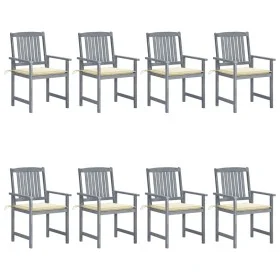 Garden chairs with cushions 8 pcs solid gray acacia wood by vidaXL, Garden chairs - Ref: Foro24-3078224, Price: 556,53 €, Dis...