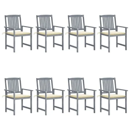 Garden chairs with cushions 8 pcs solid gray acacia wood by vidaXL, Garden chairs - Ref: Foro24-3078224, Price: 556,53 €, Dis...