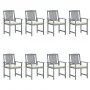 Garden chairs with cushions 8 pcs solid gray acacia wood by vidaXL, Garden chairs - Ref: Foro24-3078224, Price: 556,53 €, Dis...