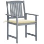 Gartenstühle mit Kissen, 8 Stück, massives graues Akazienholz von vidaXL, Gartenstühle - Ref: Foro24-3078224, Preis: 561,42 €...