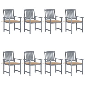 Garden chairs with cushions 8 pcs solid gray acacia wood by vidaXL, Garden chairs - Ref: Foro24-3078225, Price: 560,59 €, Dis...