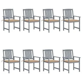 Garden chairs with cushions 8 pcs solid gray acacia wood by vidaXL, Garden chairs - Ref: Foro24-3078225, Price: 556,82 €, Dis...