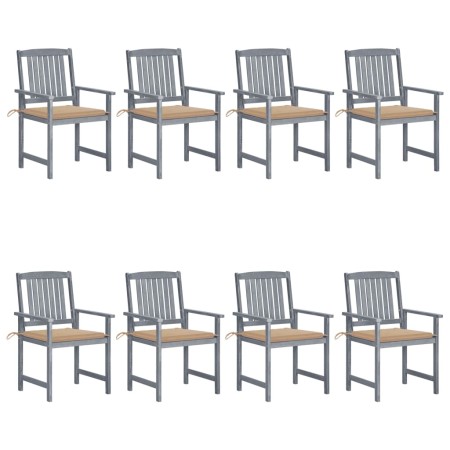 Garden chairs with cushions 8 pcs solid gray acacia wood by vidaXL, Garden chairs - Ref: Foro24-3078225, Price: 560,59 €, Dis...