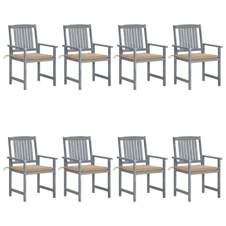 Garden chairs with cushions 8 pcs solid gray acacia wood by vidaXL, Garden chairs - Ref: Foro24-3078225, Price: 556,82 €, Dis...