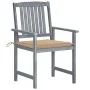 Garden chairs with cushions 8 pcs solid gray acacia wood by vidaXL, Garden chairs - Ref: Foro24-3078225, Price: 556,82 €, Dis...
