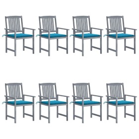 Garden chairs with cushions 8 pcs solid gray acacia wood by vidaXL, Garden chairs - Ref: Foro24-3078226, Price: 532,18 €, Dis...