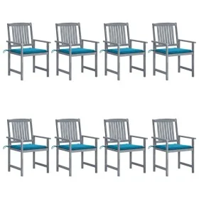 Garden chairs with cushions 8 pcs solid gray acacia wood by vidaXL, Garden chairs - Ref: Foro24-3078226, Price: 526,53 €, Dis...