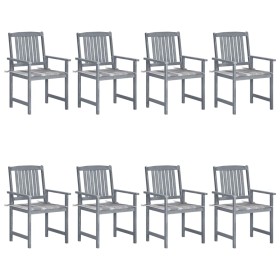 Garden chairs with cushions 8 pcs solid gray acacia wood by vidaXL, Garden chairs - Ref: Foro24-3078236, Price: 565,03 €, Dis...