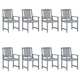 Garden chairs with cushions 8 pcs solid gray acacia wood by vidaXL, Garden chairs - Ref: Foro24-3078236, Price: 559,44 €, Dis...
