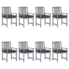 Garden chairs with cushions 8 pcs solid acacia wood in gray by vidaXL, Garden chairs - Ref: Foro24-3078249, Price: 550,10 €, ...