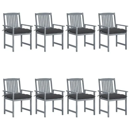 Garden chairs with cushions 8 pcs solid acacia wood in gray by vidaXL, Garden chairs - Ref: Foro24-3078249, Price: 544,60 €, ...