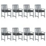 Garden chairs with cushions 8 pcs solid acacia wood in gray by vidaXL, Garden chairs - Ref: Foro24-3078249, Price: 544,60 €, ...