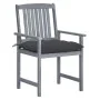 Garden chairs with cushions 8 pcs solid acacia wood in gray by vidaXL, Garden chairs - Ref: Foro24-3078249, Price: 544,60 €, ...