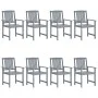 Garden chairs with cushions 8 pcs solid acacia wood in gray by vidaXL, Garden chairs - Ref: Foro24-3078249, Price: 544,60 €, ...