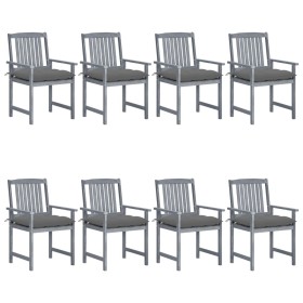 Garden chairs with cushions 8 pcs solid gray acacia wood by vidaXL, Garden chairs - Ref: Foro24-3078250, Price: 541,12 €, Dis...