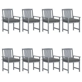 Garden chairs with cushions 8 pcs solid gray acacia wood by vidaXL, Garden chairs - Ref: Foro24-3078250, Price: 536,08 €, Dis...