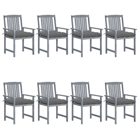 Garden chairs with cushions 8 pcs solid gray acacia wood by vidaXL, Garden chairs - Ref: Foro24-3078250, Price: 541,12 €, Dis...