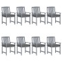 Garden chairs with cushions 8 pcs solid gray acacia wood by vidaXL, Garden chairs - Ref: Foro24-3078250, Price: 541,12 €, Dis...