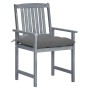 Garden chairs with cushions 8 pcs solid gray acacia wood by vidaXL, Garden chairs - Ref: Foro24-3078250, Price: 541,12 €, Dis...