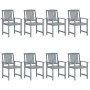 Garden chairs with cushions 8 pcs solid gray acacia wood by vidaXL, Garden chairs - Ref: Foro24-3078250, Price: 541,12 €, Dis...