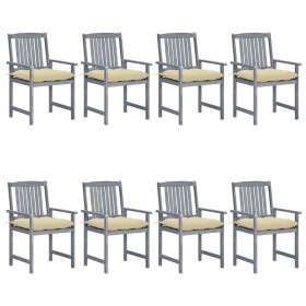 Garden chairs with cushions 8 pcs solid gray acacia wood by vidaXL, Garden chairs - Ref: Foro24-3078251, Price: 557,66 €, Dis...