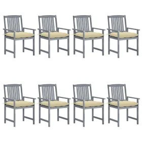 Garden chairs with cushions 8 pcs solid gray acacia wood by vidaXL, Garden chairs - Ref: Foro24-3078251, Price: 552,15 €, Dis...