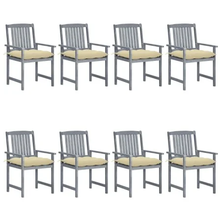 Garden chairs with cushions 8 pcs solid gray acacia wood by vidaXL, Garden chairs - Ref: Foro24-3078251, Price: 552,09 €, Dis...