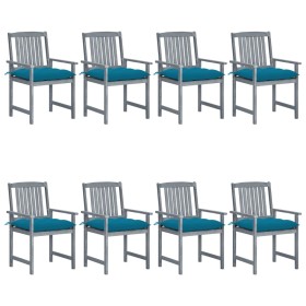 Garden chairs with cushions 8 pcs solid gray acacia wood by vidaXL, Garden chairs - Ref: Foro24-3078253, Price: 548,81 €, Dis...