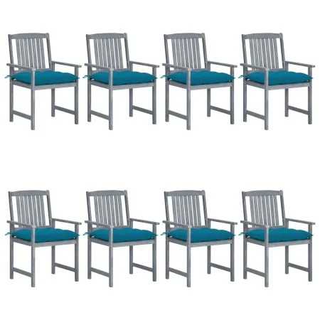 Garden chairs with cushions 8 pcs solid gray acacia wood by vidaXL, Garden chairs - Ref: Foro24-3078253, Price: 543,46 €, Dis...