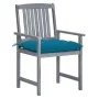 Garden chairs with cushions 8 pcs solid gray acacia wood by vidaXL, Garden chairs - Ref: Foro24-3078253, Price: 543,46 €, Dis...