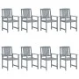 Garden chairs with cushions 8 pcs solid acacia wood in gray by vidaXL, Garden chairs - Ref: Foro24-3078254, Price: 543,52 €, ...