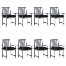 Garden chairs with cushions 8 pcs solid acacia wood in gray by vidaXL, Garden chairs - Ref: Foro24-3078256, Price: 551,99 €, ...
