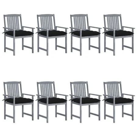 Garden chairs with cushions 8 pcs solid acacia wood in gray by vidaXL, Garden chairs - Ref: Foro24-3078256, Price: 536,08 €, ...