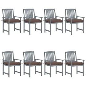 Garden chairs with cushions 8 pcs solid gray acacia wood by vidaXL, Garden chairs - Ref: Foro24-3078257, Price: 544,60 €, Dis...