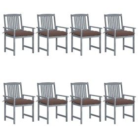 Gartenstühle mit Kissen, 8 Stück, massives graues Akazienholz von vidaXL, Gartenstühle - Ref: Foro24-3078257, Preis: 550,10 €...