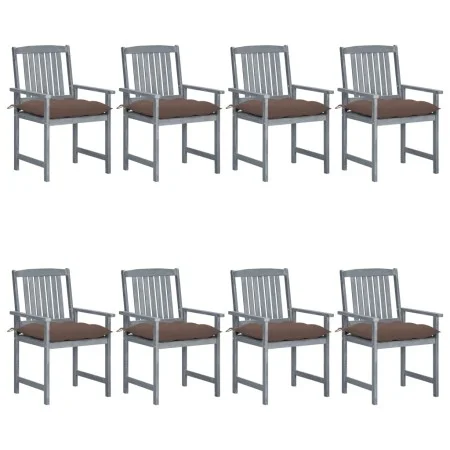 Gartenstühle mit Kissen, 8 Stück, massives graues Akazienholz von vidaXL, Gartenstühle - Ref: Foro24-3078257, Preis: 544,56 €...