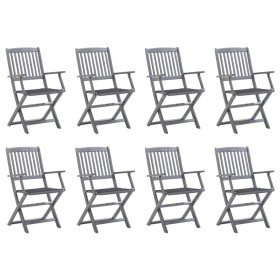 8 Stück klappbare Gartenstühle und Kissen aus massivem Akazienholz von vidaXL, Gartenstühle - Ref: Foro24-3078262, Preis: 377...