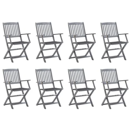8 pcs folding garden chairs and solid acacia wood cushions by vidaXL, Garden chairs - Ref: Foro24-3078262, Price: 372,85 €, D...