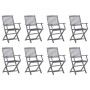 8 pcs folding garden chairs and solid acacia wood cushions by vidaXL, Garden chairs - Ref: Foro24-3078262, Price: 372,28 €, D...